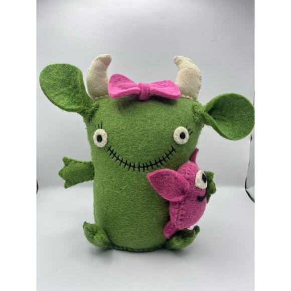 Novogratz  Ugly Dolls Monster Tabletop Decor Pillow Plush Boogie Felt Green Pin - Picture 1 of 6